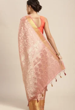 Woven Bangalore Silk Saree in Light Pink