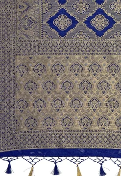 Woven Bangalore Silk Saree in Royal Blue