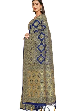 Woven Bangalore Silk Saree in Royal Blue