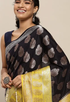Woven Bangalore Silk Saree in Black