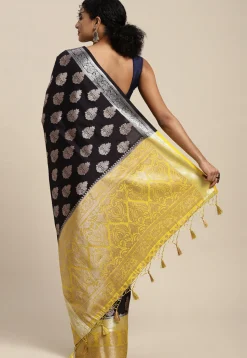 Woven Bangalore Silk Saree in Black