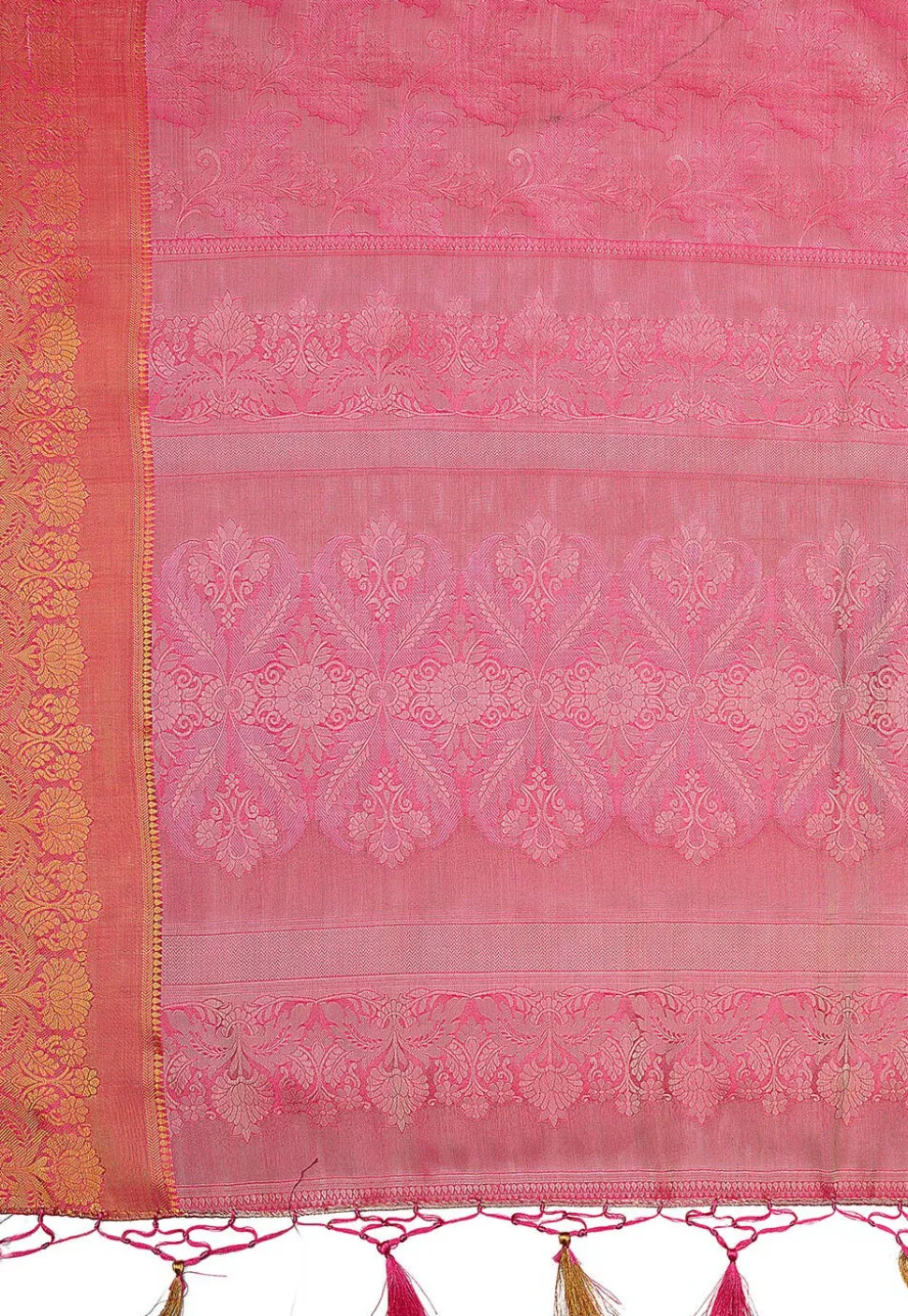 Woven Bangalore Silk Saree in Dark Pink