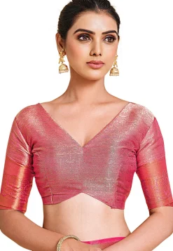 Woven Bangalore Silk Saree in Dark Pink