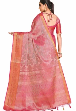 Woven Bangalore Silk Saree in Dark Pink