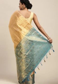 Woven Bangalore Silk Saree in Beige