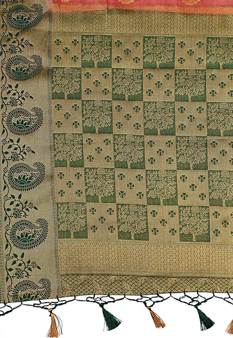 Woven Bangalore Silk Saree in Dark Pink