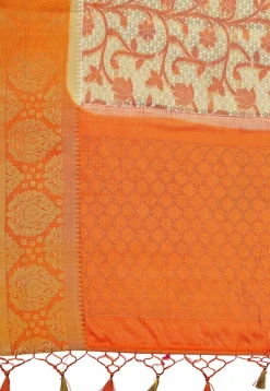 Woven Bangalore Silk Saree in Light Beige