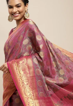 Woven Bangalore Silk Saree in Fuchsia