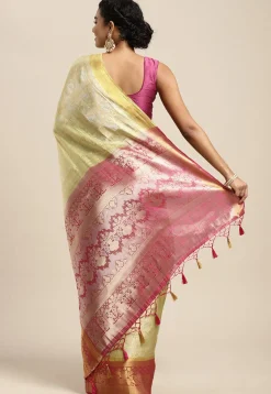 Woven Bangalore Silk Saree in Light Green