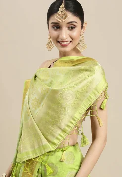 Woven Bangalore Silk Saree in Light Green