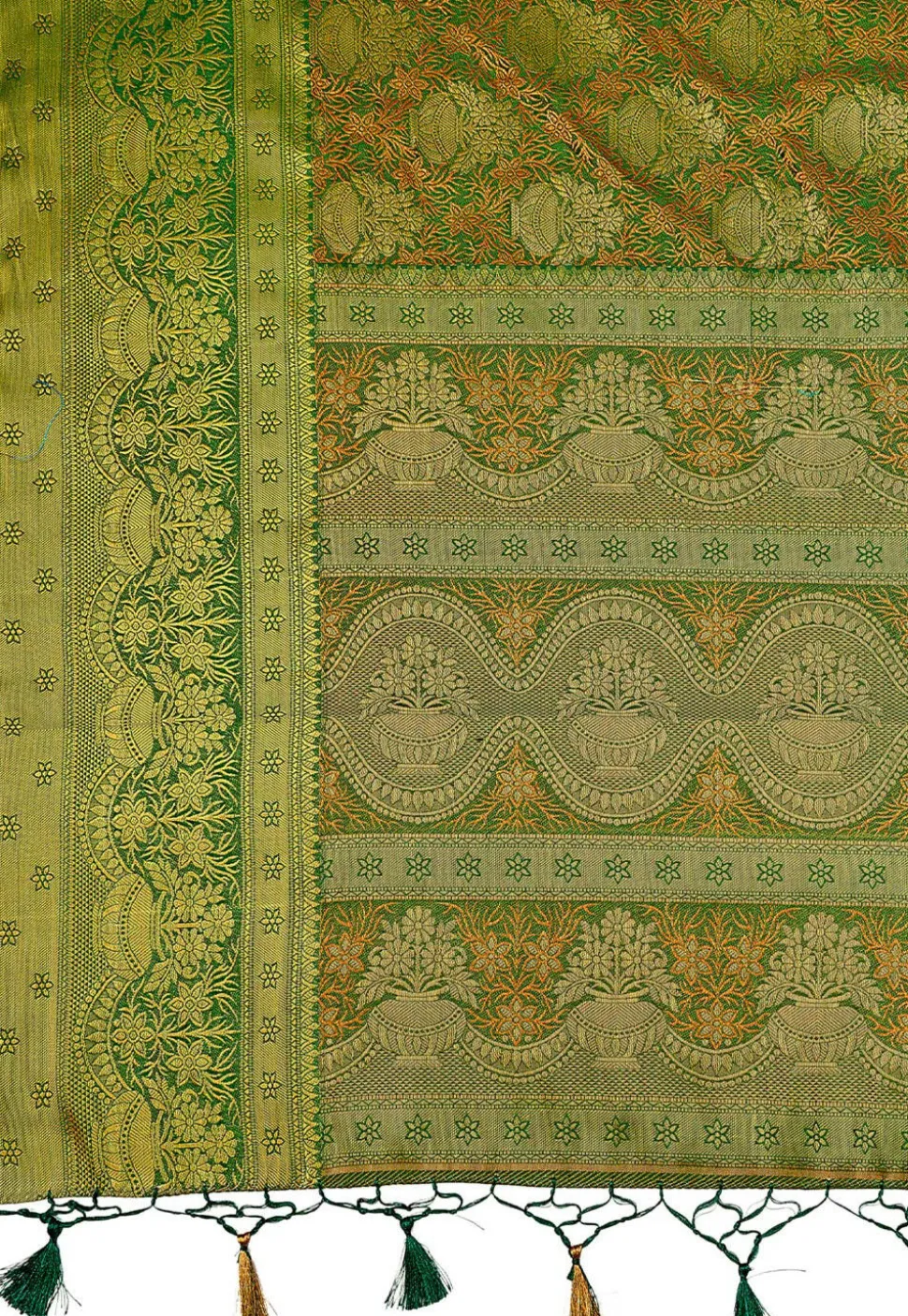 Woven Bangalore Silk Saree in Teal Green