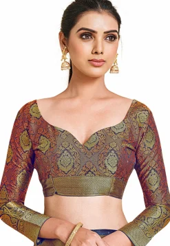 Woven Bangalore Silk Saree in Rust