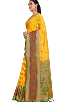Woven Bangalore Silk Saree in Yellow