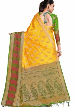 Woven Bangalore Silk Saree in Yellow