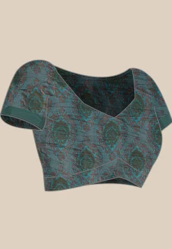 Woven Bangalore Silk Saree in Turquoise