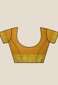 Woven Bangalore Silk Saree in Olive Green