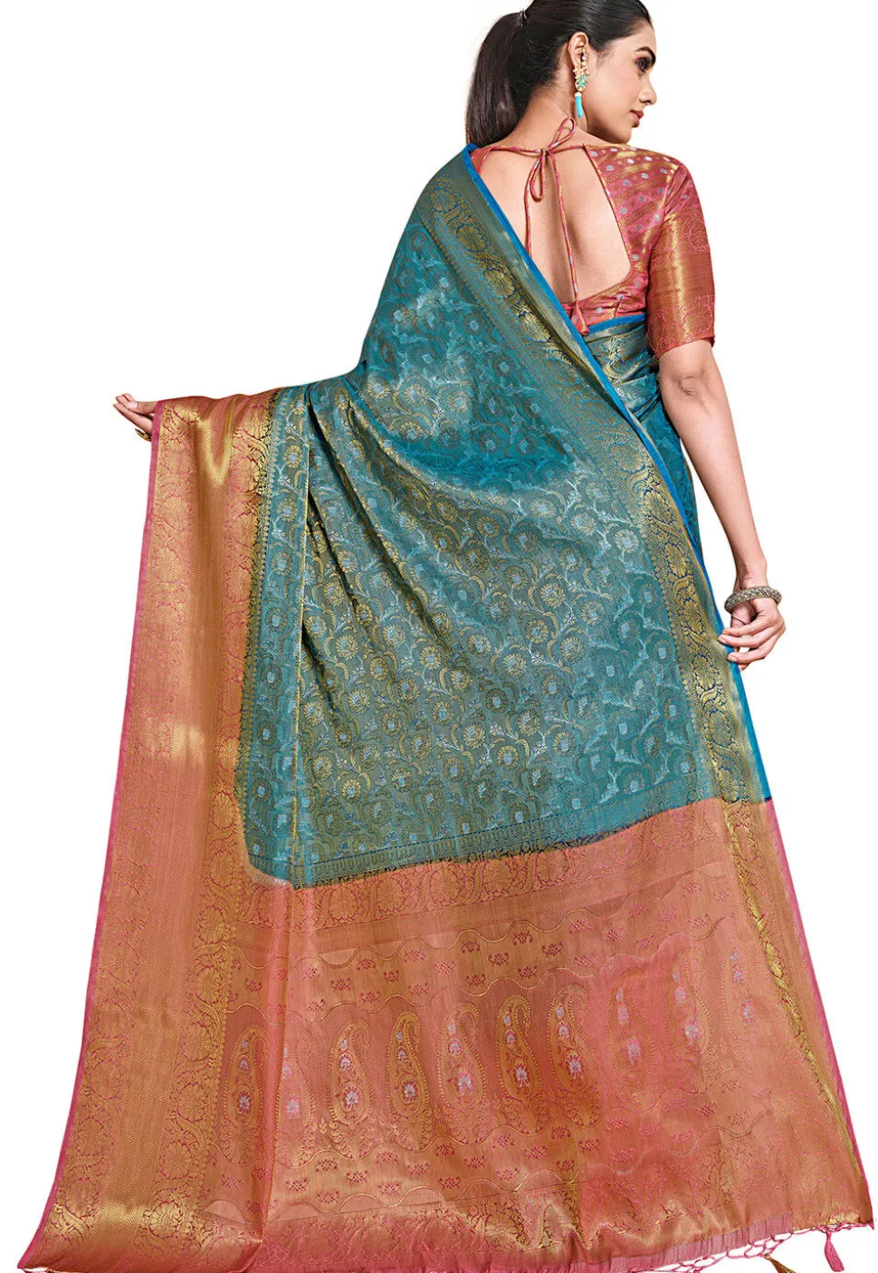 Woven Bangalore Silk Saree in Blue