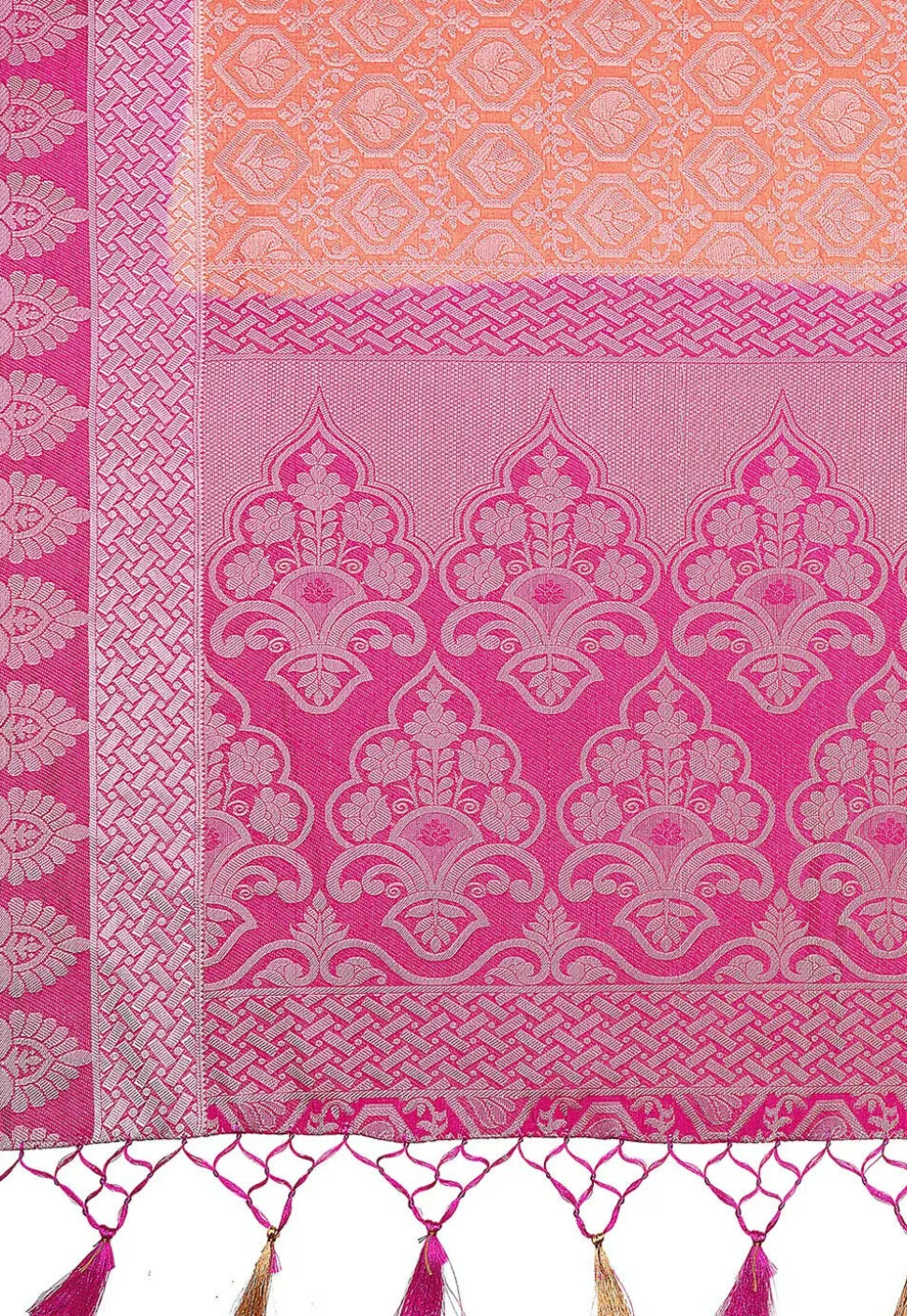 Woven Bangalore Silk Saree in Pastel Orange