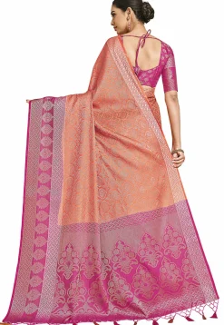 Woven Bangalore Silk Saree in Pastel Orange