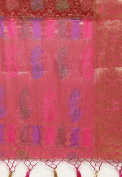 Woven Bangalore Silk Saree in Maroon
