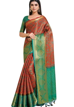 Woven Bangalore Silk Saree in Red