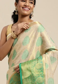Woven Bangalore Silk Saree in Cream