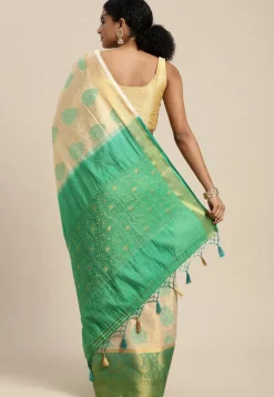 Woven Bangalore Silk Saree in Cream
