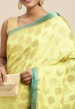 Woven Bangalore Silk Saree in Light Yellow