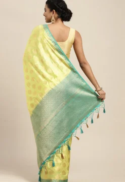 Woven Bangalore Silk Saree in Light Yellow