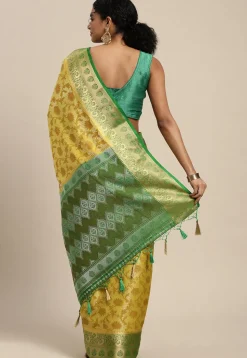 Woven Bangalore Silk Saree in Yellow