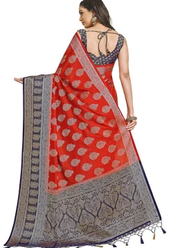 Woven Bangalore Silk Saree in Red