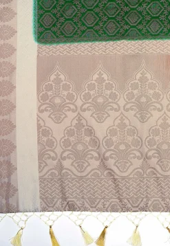 Woven Bangalore Silk Saree in Dark Green