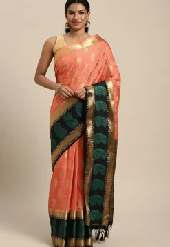 Woven Bangalore Silk Saree in Pastel Orange