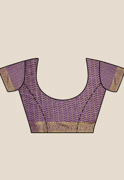 Woven Bangalore Silk Saree in Dark Indigo Blue