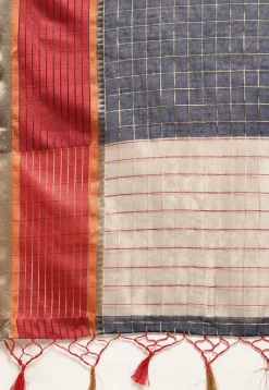 Woven Bangalore Silk Saree in Navy Blue