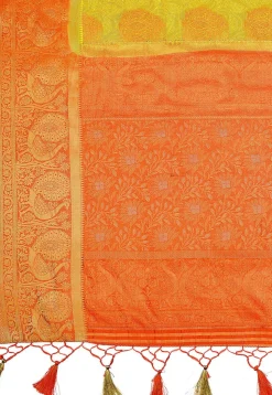 Woven Bangalore Silk Saree in Light Olive Green