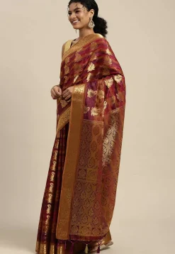 Woven Bangalore Silk Saree in Multicolor