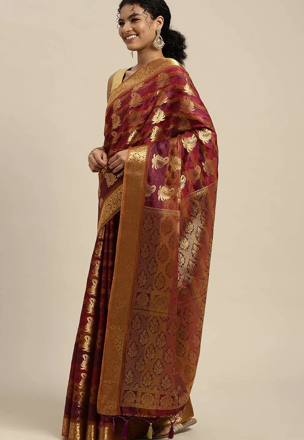 Woven Bangalore Silk Saree in Multicolor