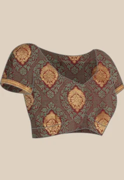 Woven Bangalore Silk Saree in Dusty Green