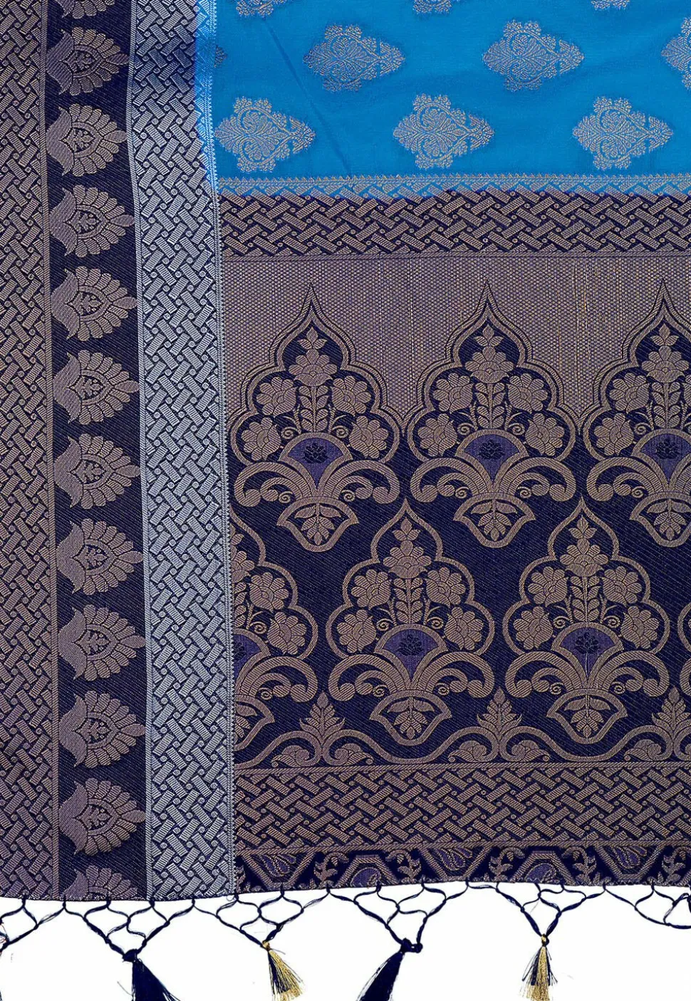 Woven Bangalore Silk Saree in Dark Teal Blue