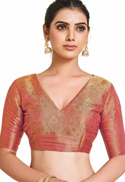 Woven Bangalore Silk Saree in Golden and Dark Blue