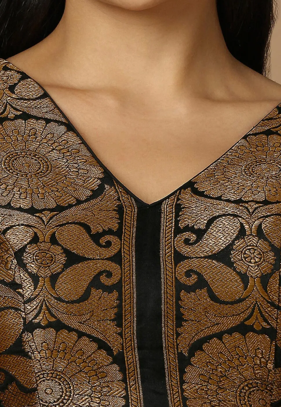 Woven Brocade Blouse in Black