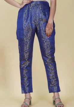Woven Brocade Pant in Royal Blue