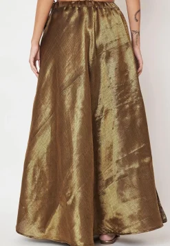 Woven Brocade Silk Skirt in Golden