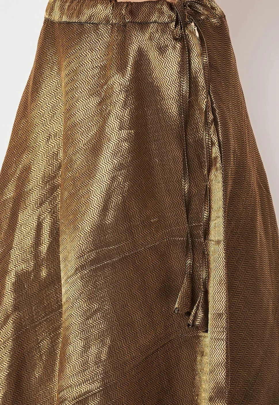 Woven Brocade Silk Skirt in Golden