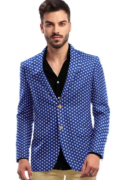 Woven Chanderi Blazer in Royal Blue