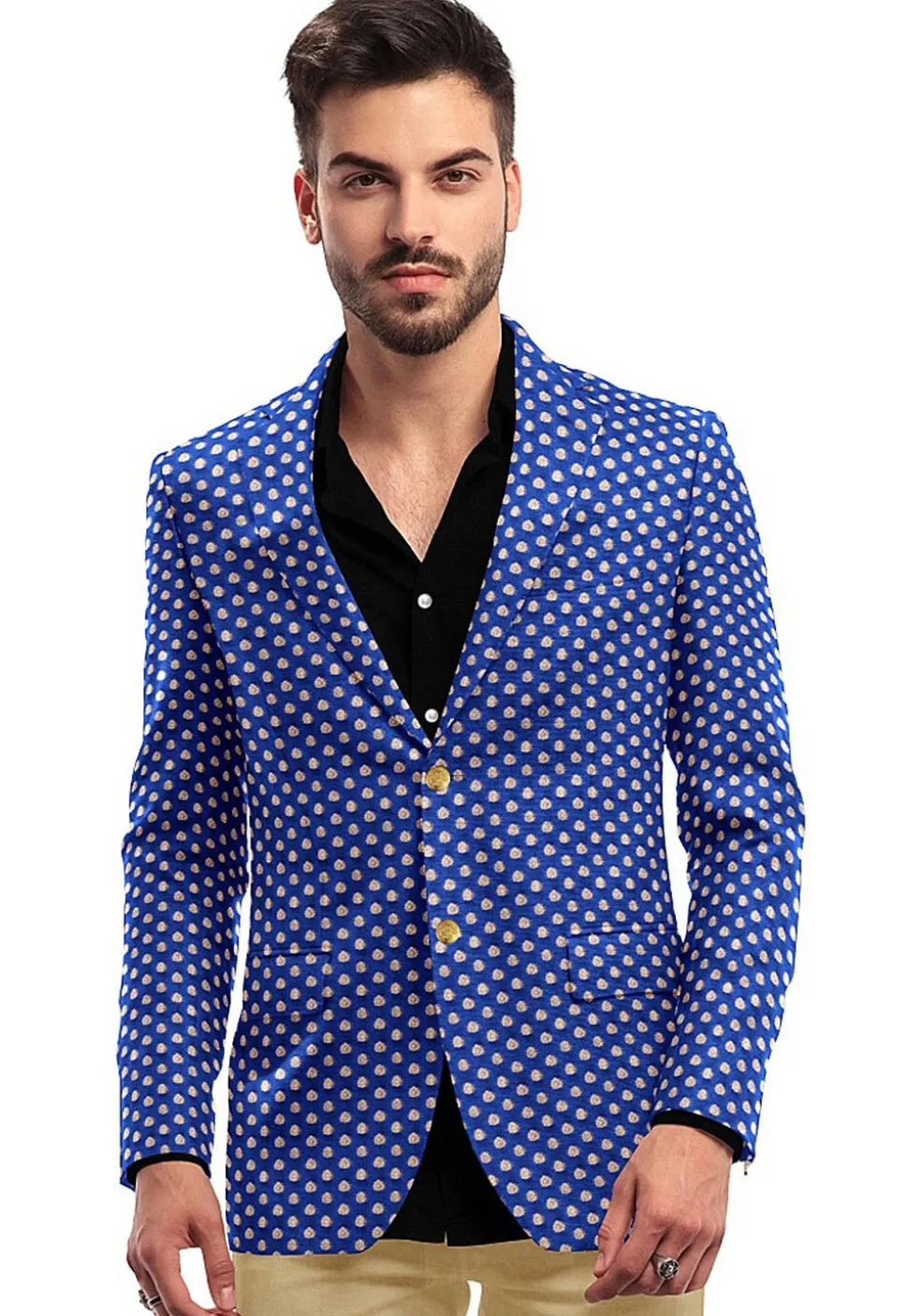 Woven Chanderi Blazer in Royal Blue
