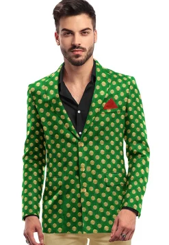 Woven Chanderi Blazer in Green