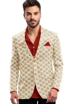 Woven Chanderi Blazer in Off White