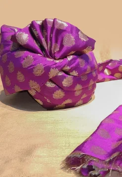 Woven Chanderi Brocade Unisex Turban in Magenta